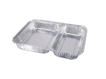 Aluminum Foil Tray - 2 Compartment with Paper Lids